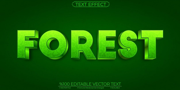 Vector green forest editable and scalable template vector text effect