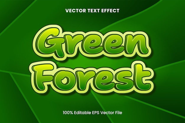 緑の森、自然編集可能なベクトル テキスト効果