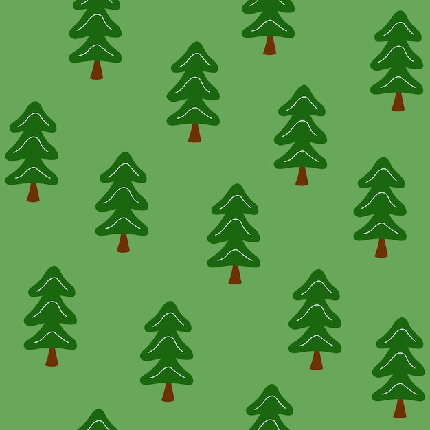 Green forest trees seamless pattern for print christmas trees on green background cartoon