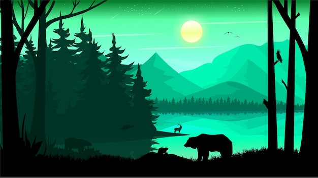 Vector green forest