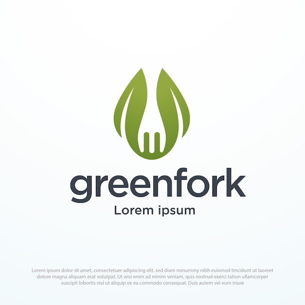 Vector green fork leaf-logo-ontwerp