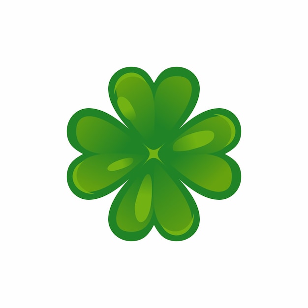 Vector green four leaf clover icon good luck symbol