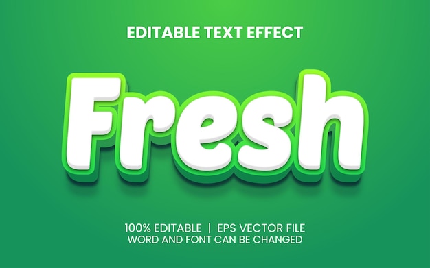 Зеленый свежий 3d редактируемый текстовый эффект