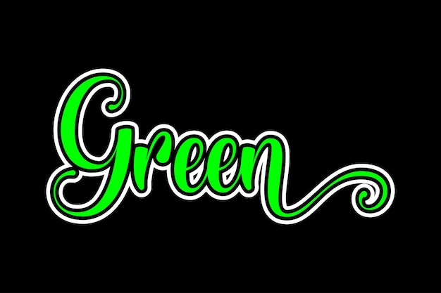 黒い背景の新鮮な緑色の手描きの文字