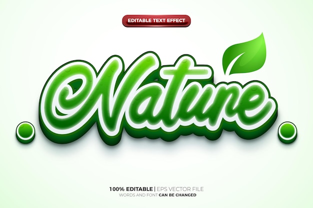 Green fresh nature 3d logo mock up template editable text effect style