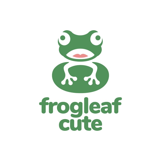 녹색 개구리 양서류 꽃 잎 현대 깨끗하고 평면 간단한 로고 디자인 벡터 아이콘 그림