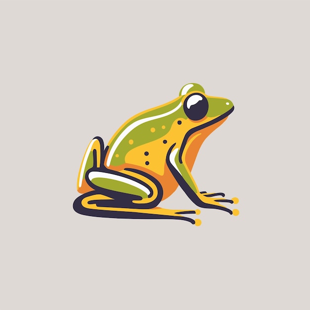 Green frog character logo mascot design in cartoon for business branding