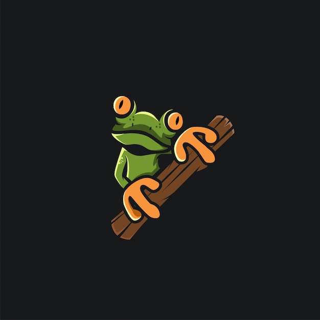 Green frog logo design ilustration