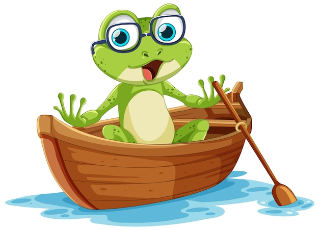 Green frog on paddle boat