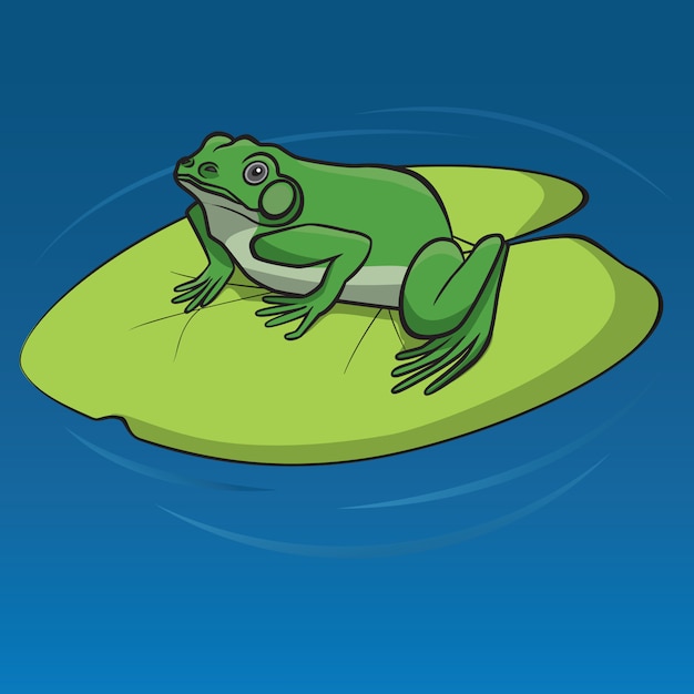 Зеленая лягушка сидит на листе