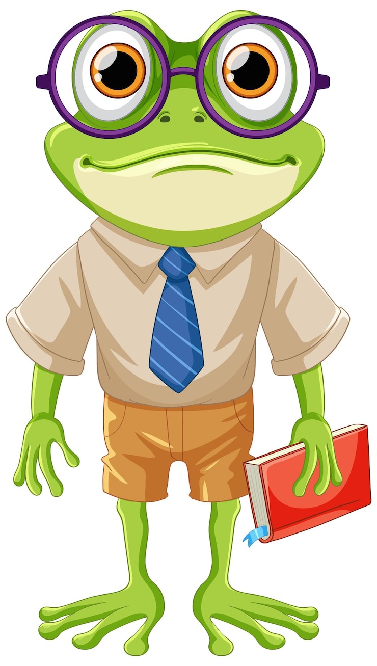 Vector green frog wearing glasses