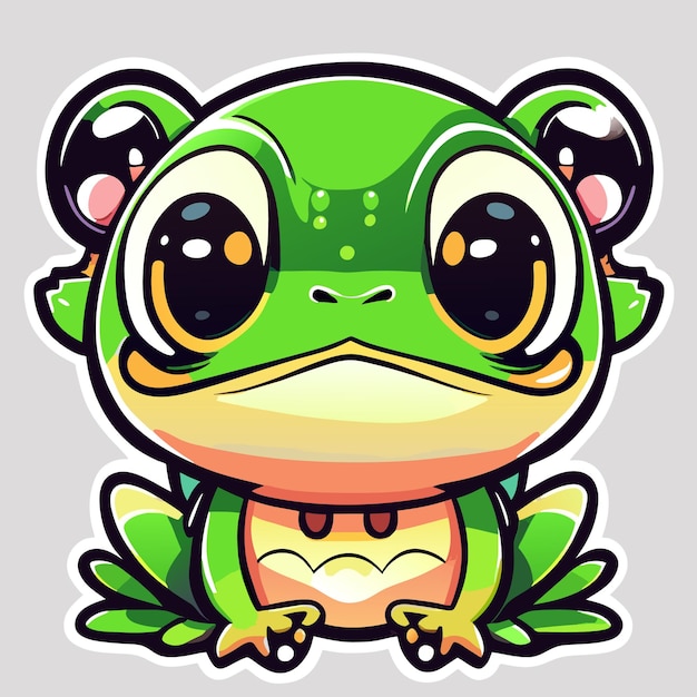 Vector a green frog on white background