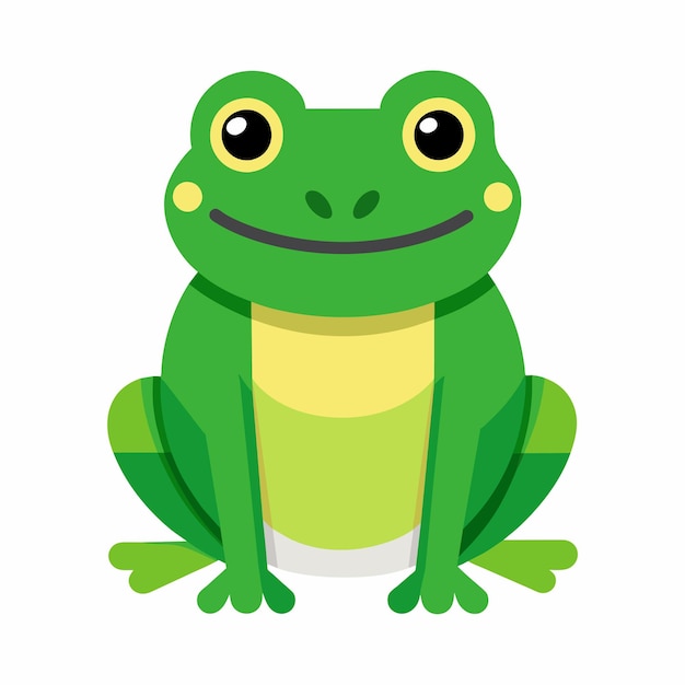 Vector a green frog with a yellow shirt that says  happy smiling