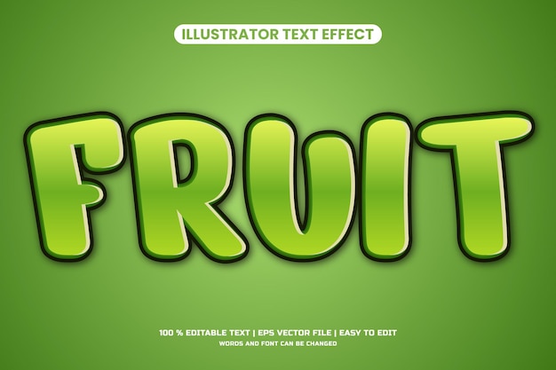 Vector green fruit editable text effect