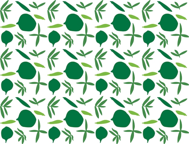 Green fruit pattern on a white background