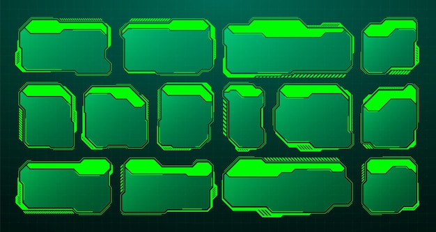 Зеленый футуристический hud ui элементы scifi пользовательский интерфейс текстовые ящики вызовы рамки предупреждающих сообщений