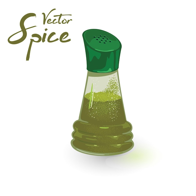 Vector green garam masala in glasses shaker