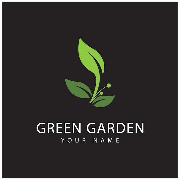 Green garden logo vector and symbol