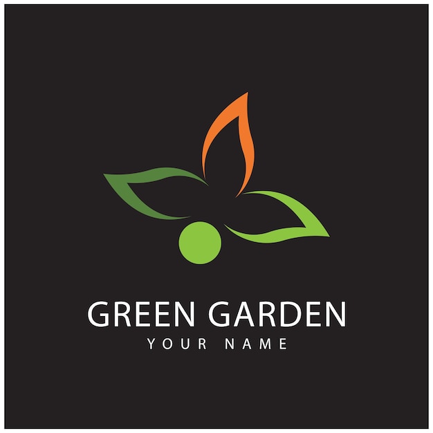 Green garden logo vector and symbol