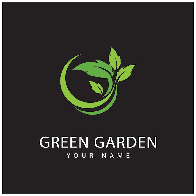 Green garden logo vector and symbol