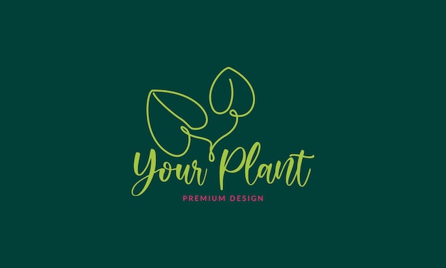 녹색 원 예 식물 라인 아트 화려한 장식 로고 디자인 벡터 아이콘 기호 그림