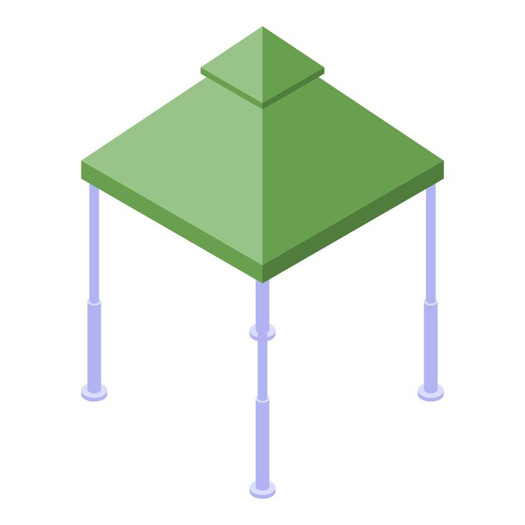 Vector green gazebo icon isometric of green gazebo vector icon for web design isolated on white background