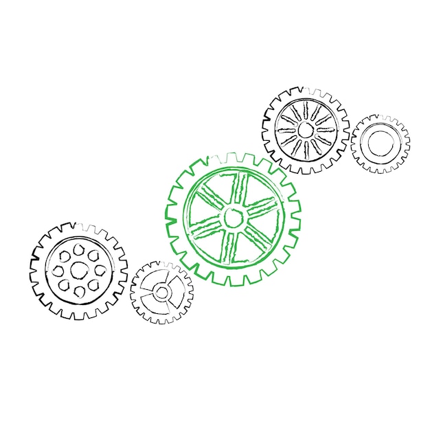 Green gear with black gears