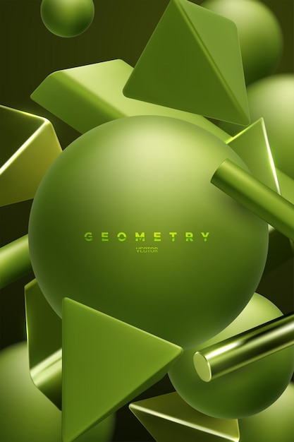 Vector green geometric shapes cluster. abstract elegant background.