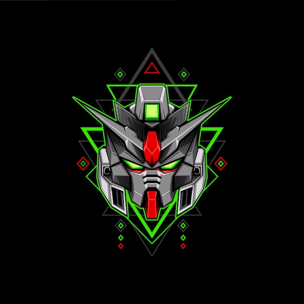 Vector green geometry head robot