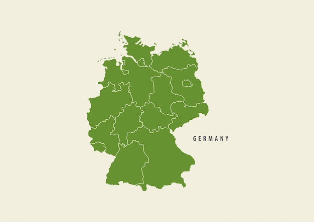 Вектор Зеленая карта германии подробно карта на белом фоне, концепция окружающей среды