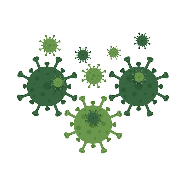 Green Germs Virus Flat Vector Illustration