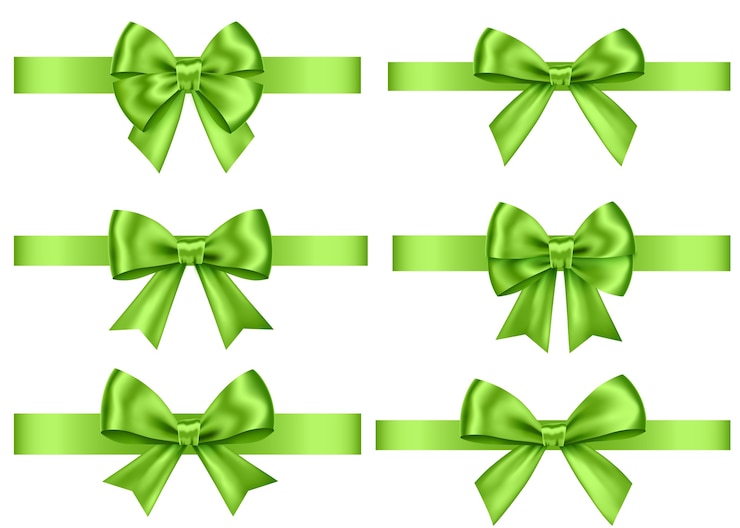 वेक्टर green  gift  bows set  isolated on white background