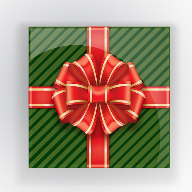 붉은 활 평면도와 녹색 선물 상자입니다.