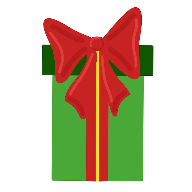 Vettore confezione regalo verde con illustrazione vettoriale fiocco rosso