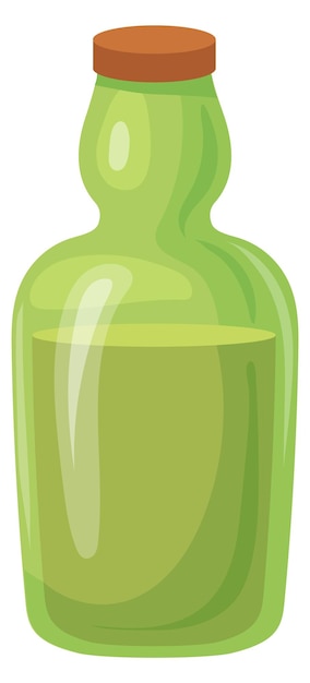 Green glass bottle cartoon drink container icon