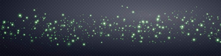 Vector green glittering dots particles stars magic sparks dust cloud flare light effect luminous points