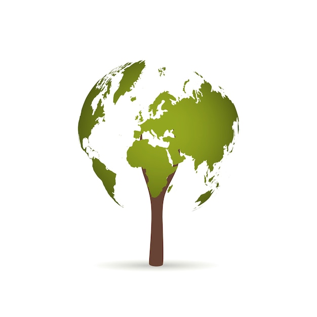green globe on the tree tree with globe environmentally friendly world creative drawing ecological