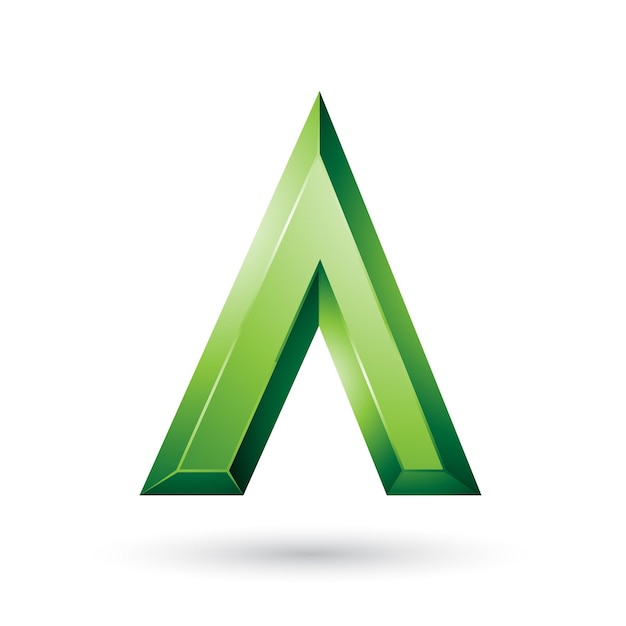 Green Glossy Geometrical Letter A Vector Illustration