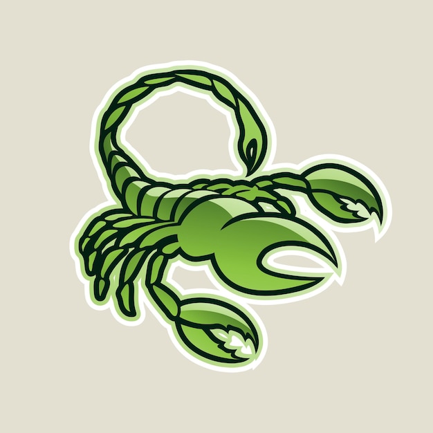 Green Glossy Scorpion Icon Vector Illustration