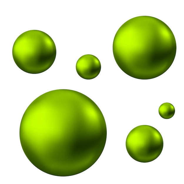 Green glossy sphere isolated on white background skin care oil bubbles pearl