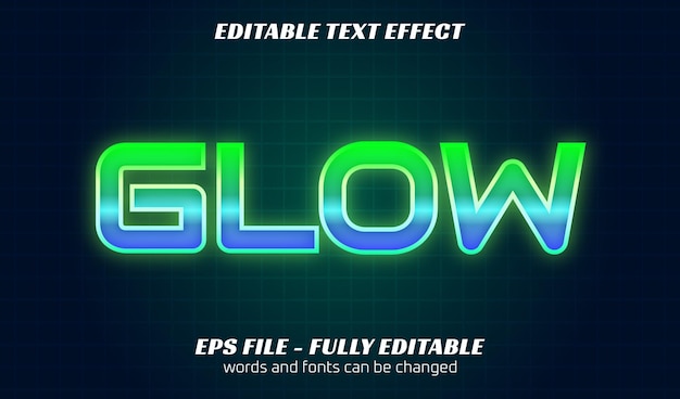 Vector green glow editable text effect