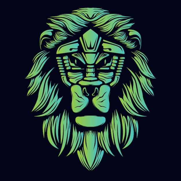 green glowing lion head 