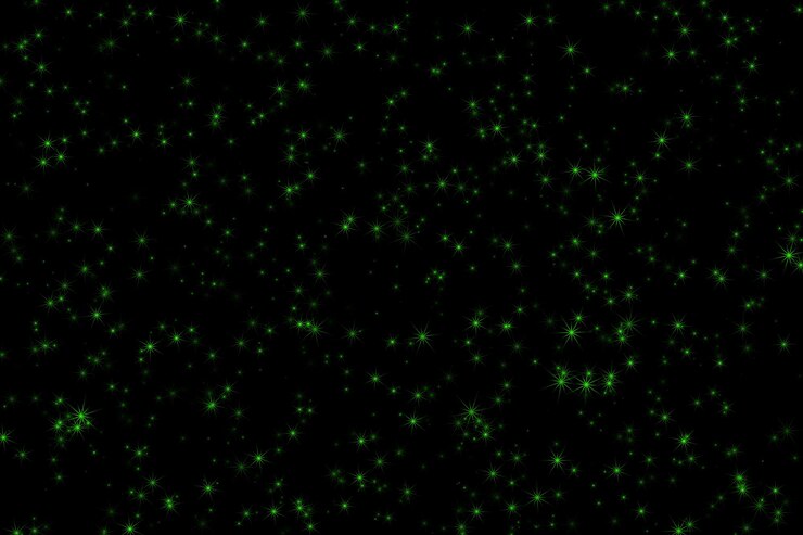 Vector green glowing stars night sky universe background
