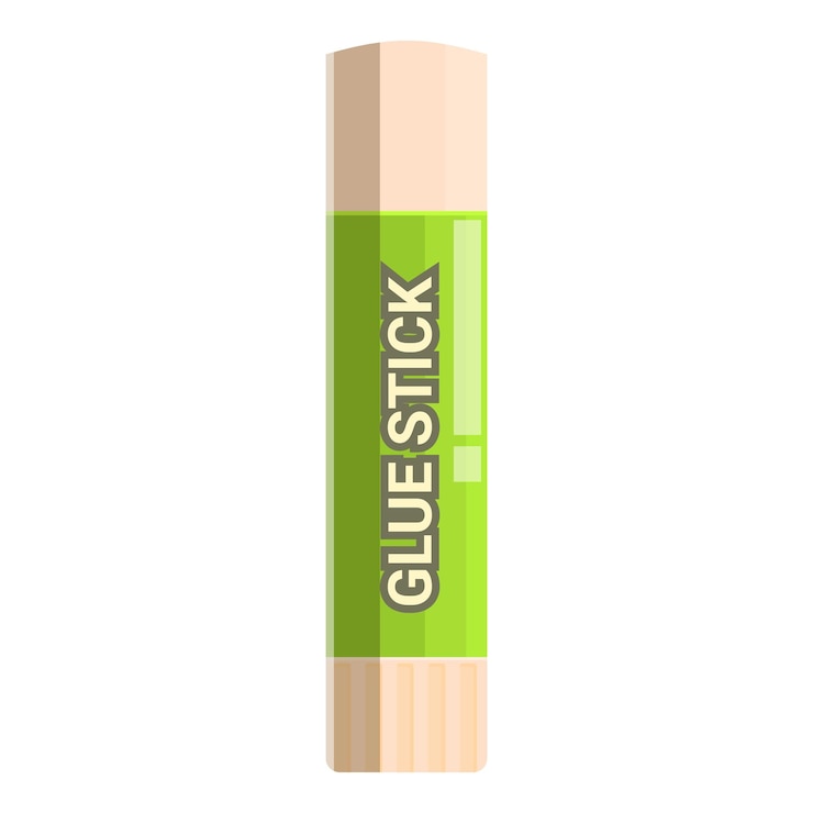 Vector green glue stick standing up on white background
