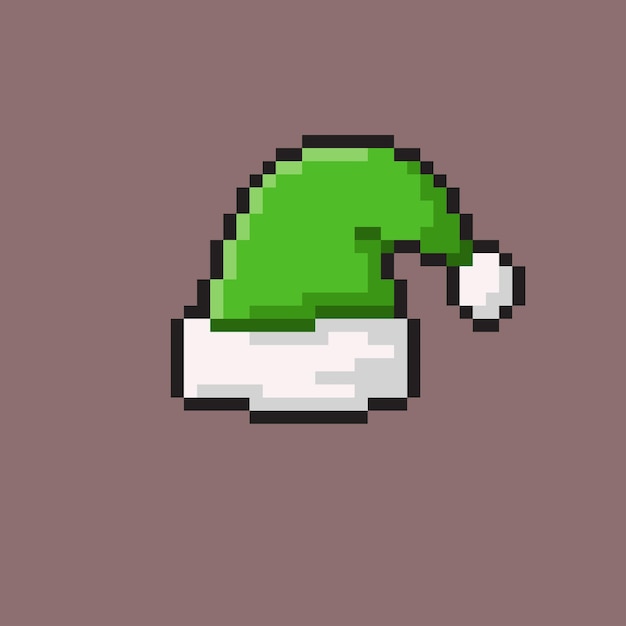 a green gnome hat with pixel art style