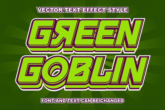 Green goblin 3d style game character monster evil enemy editable text effect font style template