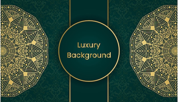 A green and gold background with a gold pattern and the word luxury.