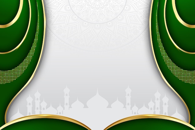 Зеленый золотой исламский фон вектор