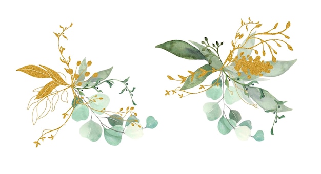 Green and gold leaf bouquet collection