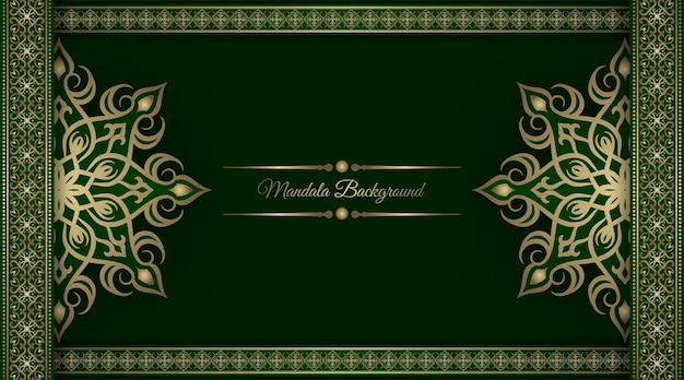 Green and gold luxury mandala background